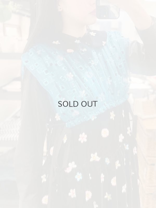 画像18: ナイロンチュールプリント×エステルベルベット刺繍ブラウス (TQ)