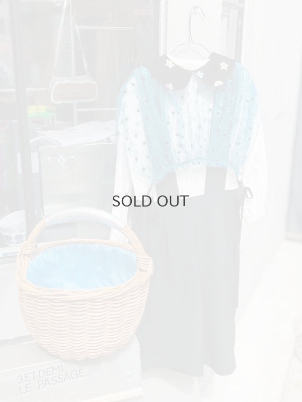 画像19: ナイロンチュールプリント×エステルベルベット刺繍ブラウス (TQ)