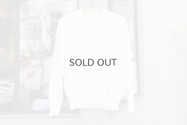 画像1: SALE15%OFF!! 綿天竺ドットニットカーディガン (WH)