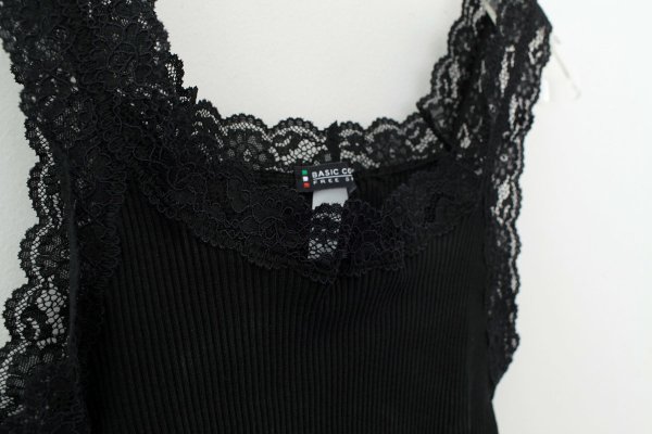 画像3: SPALLINO PLISSE C/GIRI IN PIZZO 602（NERO）