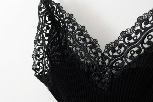 画像6: TOP C/PIZZO MACRAME ALI FILO DI SCOZIA PLISSE 2014（NERO）