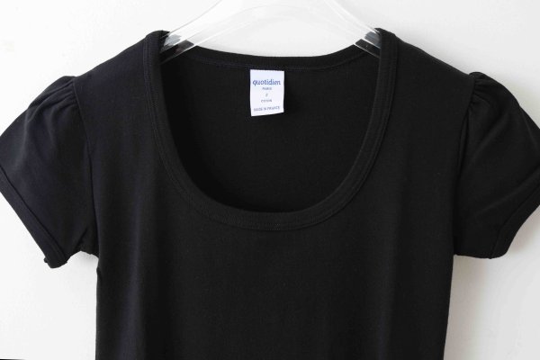 画像3: SALE30%OFF!! Uネックパフスリーブカットソー 049-09(NOIR)