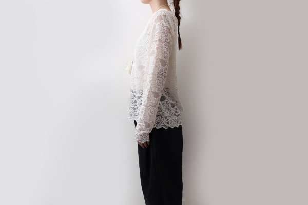 画像10: RWDania Lace LS Boatneck Lace T-shirt 101259 (IV)