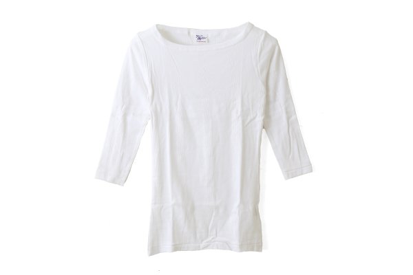 画像1: Panel-rib Boatneck L/S Tee 820C (WH)