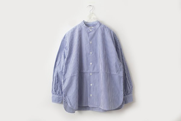 画像1: 別注!! BANDCOLLAR SHIRT LONDON STRIPE (DBL)