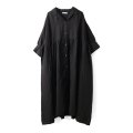 Open Collar Gathered Dress (EN)