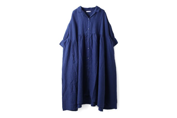 画像1: Open Collar Gathered Dress (SB)