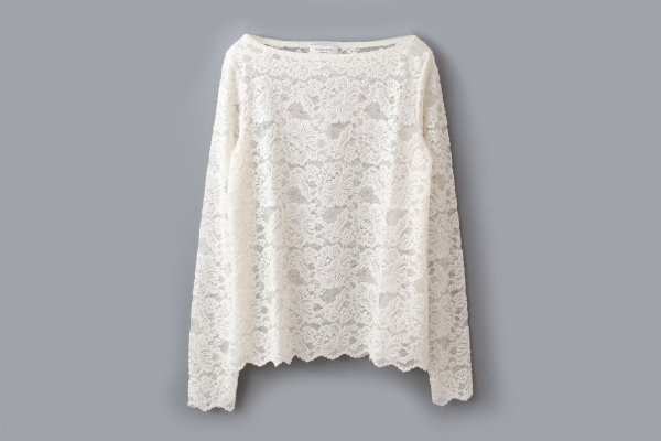 画像1: RWDania Lace LS Boatneck Lace T-shirt 101259 (IV)
