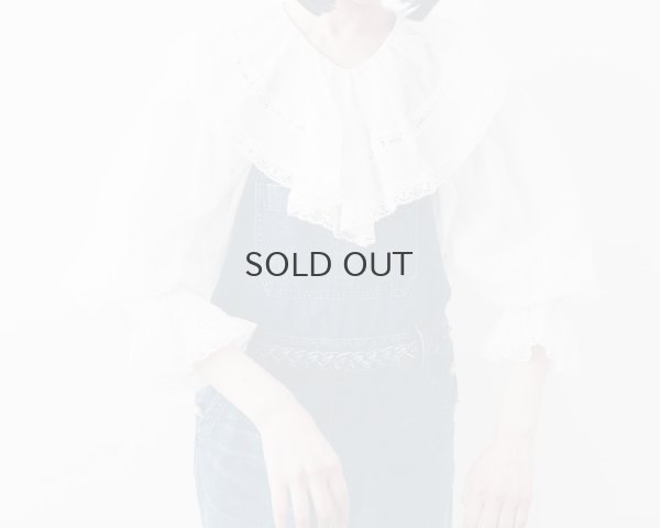 画像20: 80ボイル レースピンタックラッフルケープ衿ブラウス (WH)