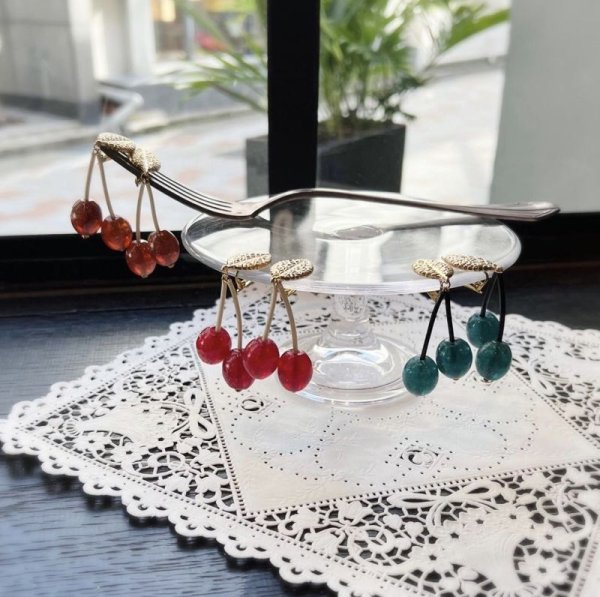 画像12: SALE50%OFF!! France dead stock チェリーイヤリング(GR)