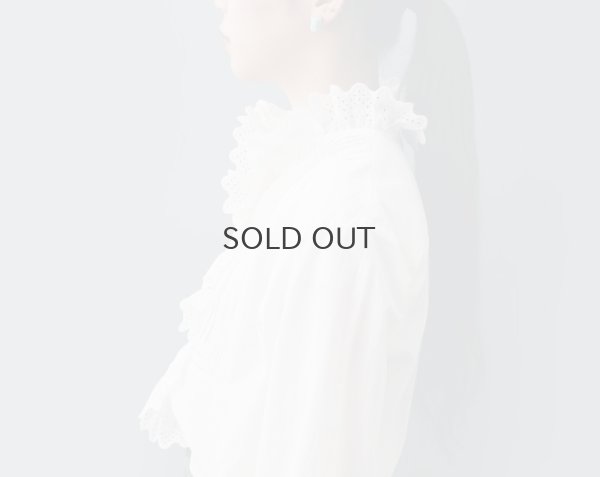 画像13: 再入荷!! ブロード レースピンタックスタンドブラウス (WH)