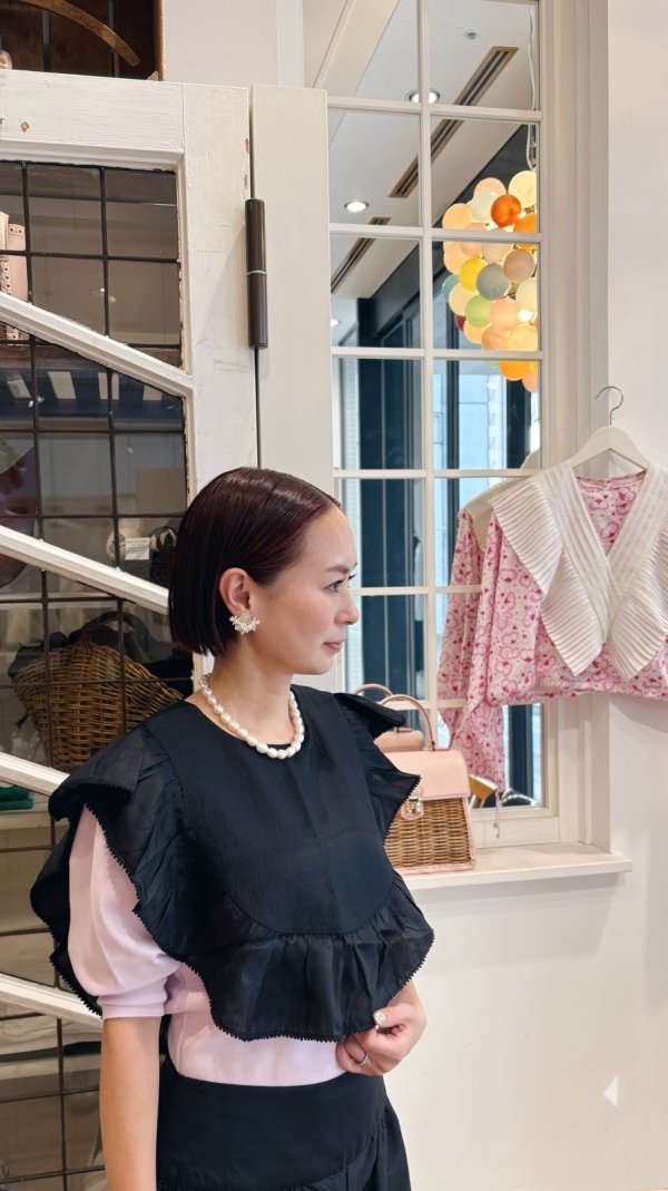 画像11: 別注!! Silk Pin Tuck RuffleCollar (BK)