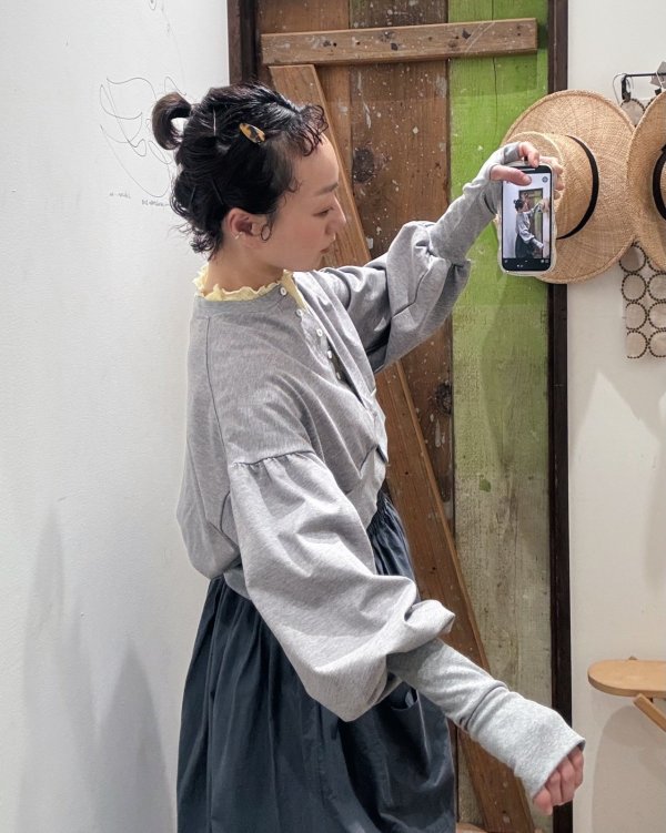 画像11: SALE20%OFF!!  オーガニックブルーゼ メロー配色半袖プルオーバー (YW)