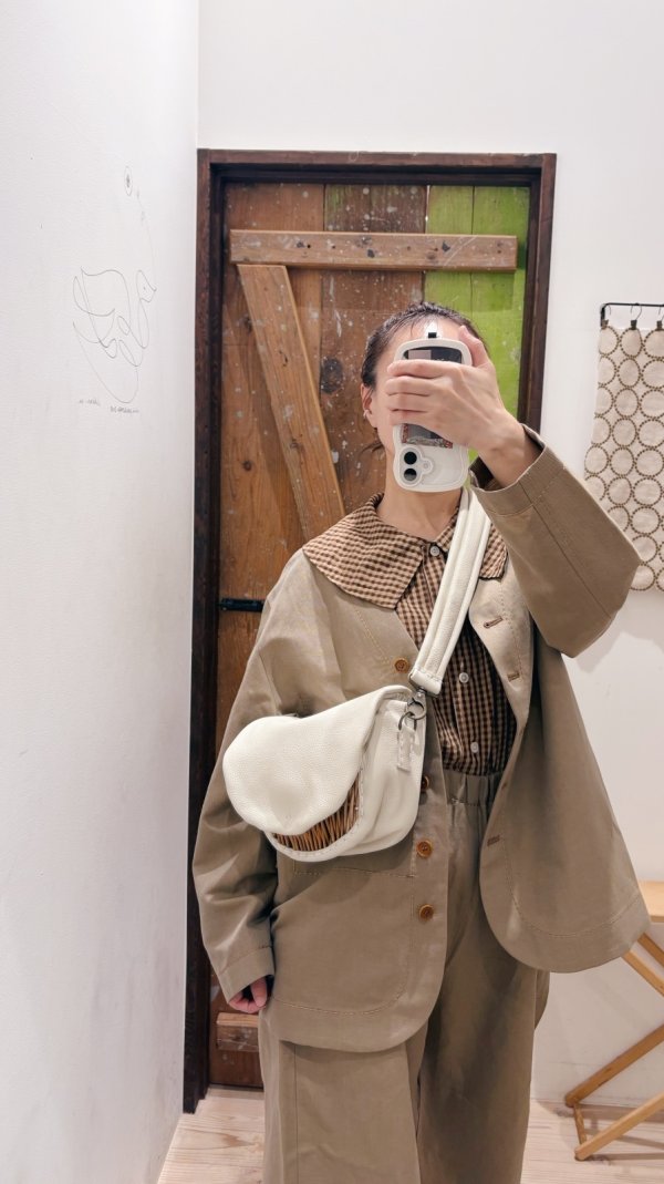 画像14: ドビーギンガム 5分袖ショート前あきブラウス (BR)