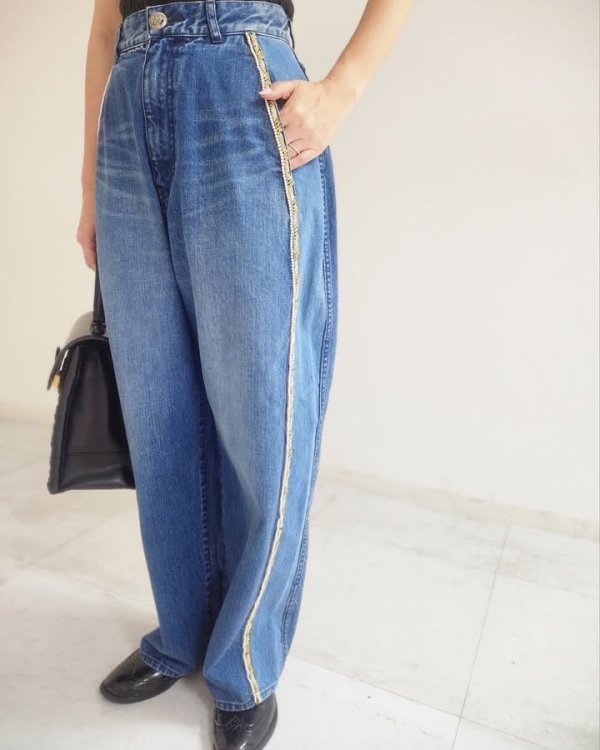 画像19: 12oz denim pants with bijou (05421:BL×SV)