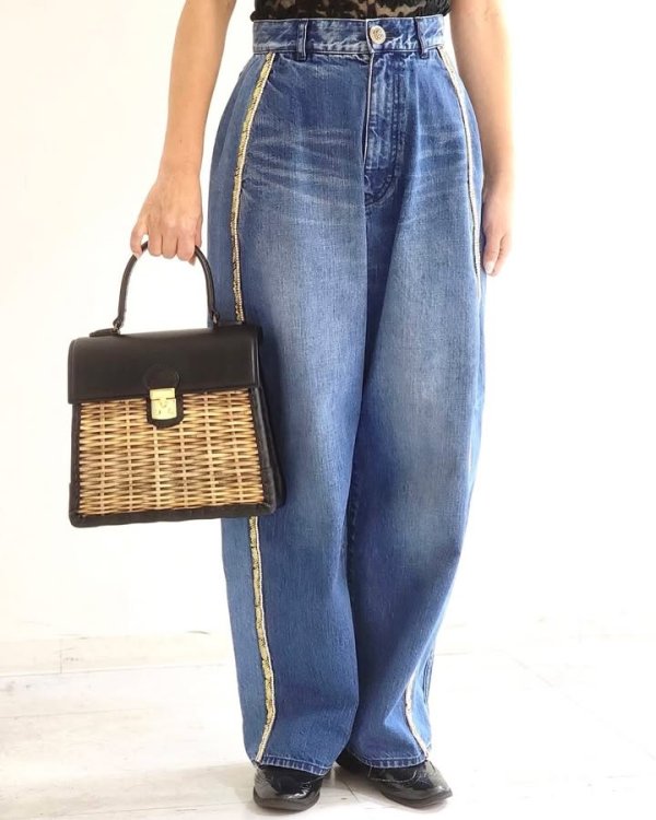 画像18: 12oz denim pants with bijou (05421:BL×SV)