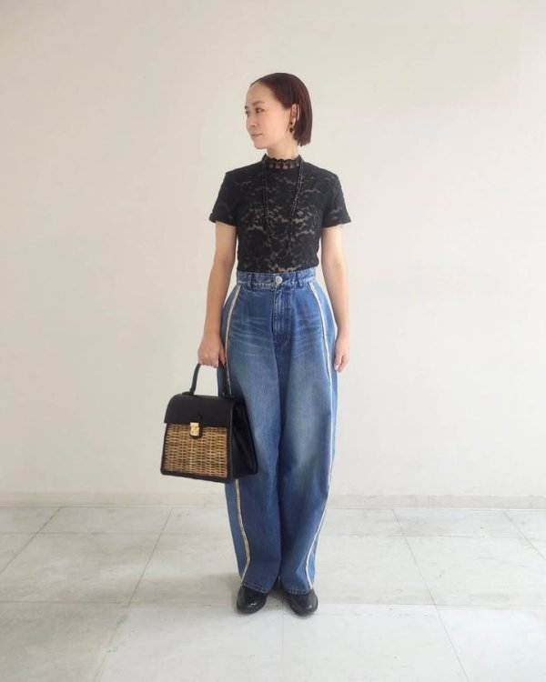 画像17: 12oz denim pants with bijou (05421:BL×SV)