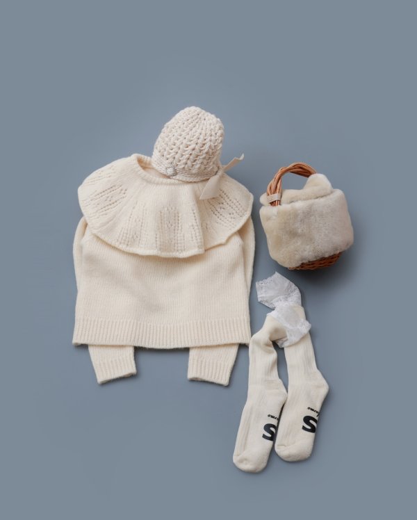 画像11: SALE!! 1/3Wool 透かし編みケープ襟プルオーバー (IV)