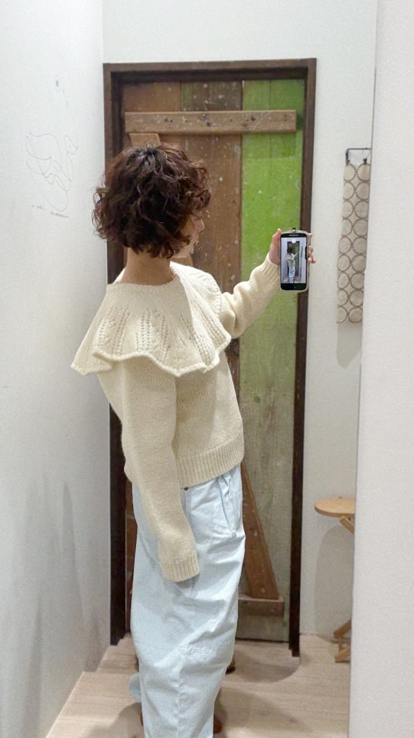 画像13: SALE!! 1/3Wool 透かし編みケープ襟プルオーバー (IV)