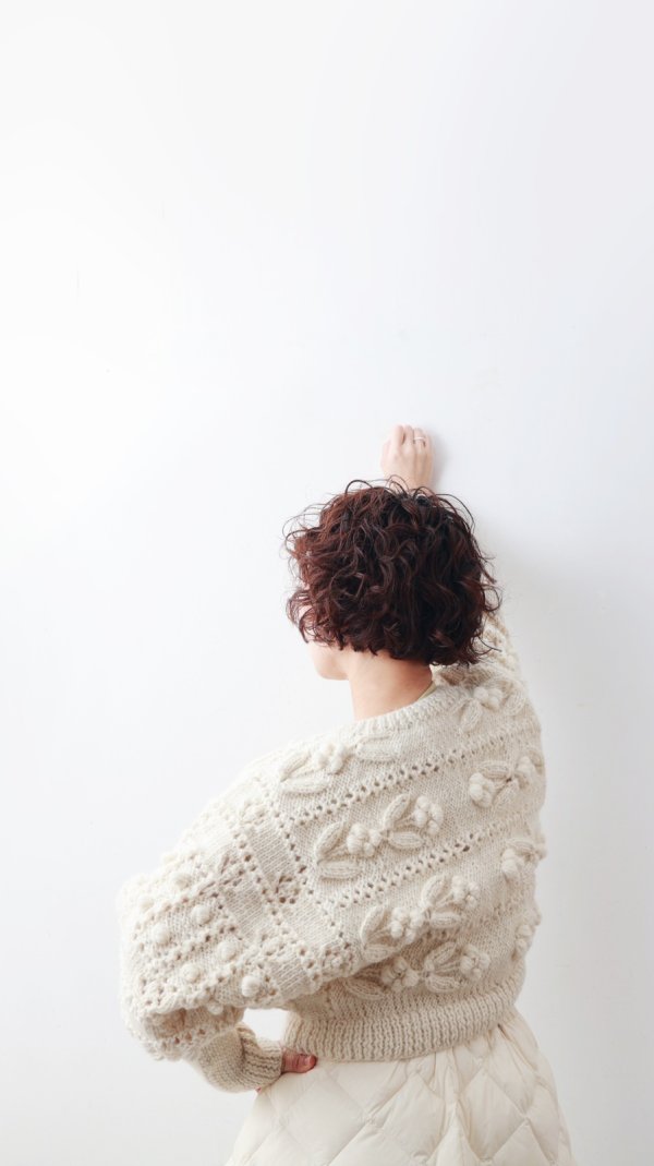 画像12: ネパールギルボックス もよう編みショートカーディガン (IV)