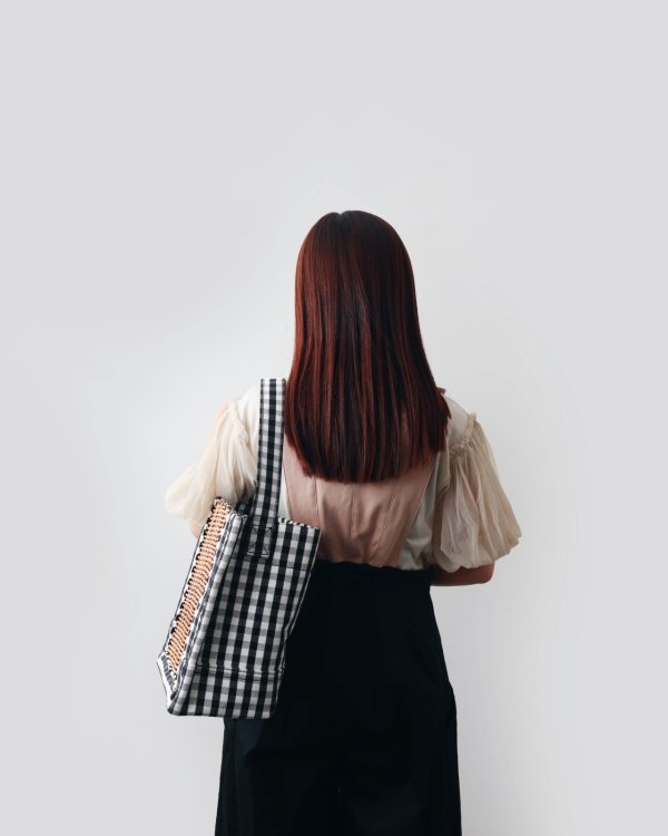 画像13: ギンガム・ワンハンドルトート M (15515:BK)