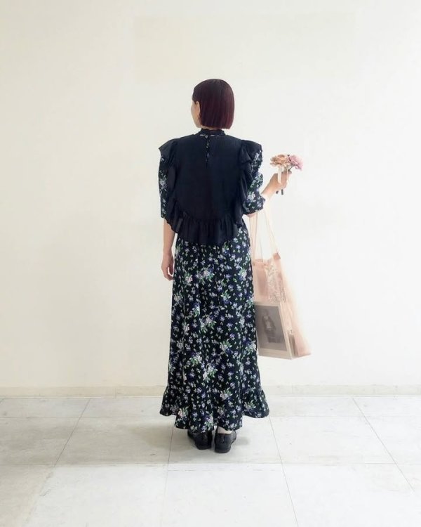 画像14: 別注!! cotton print dress (BK)