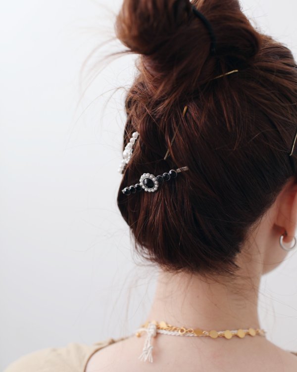 画像8: jet&pearl hair pin (30975)