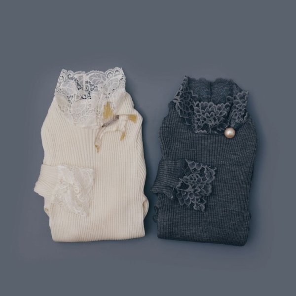 画像18: ML LUPETTO PLISSE' C/COLLO E POLSI PIZZO 304 (GRIGIO M)