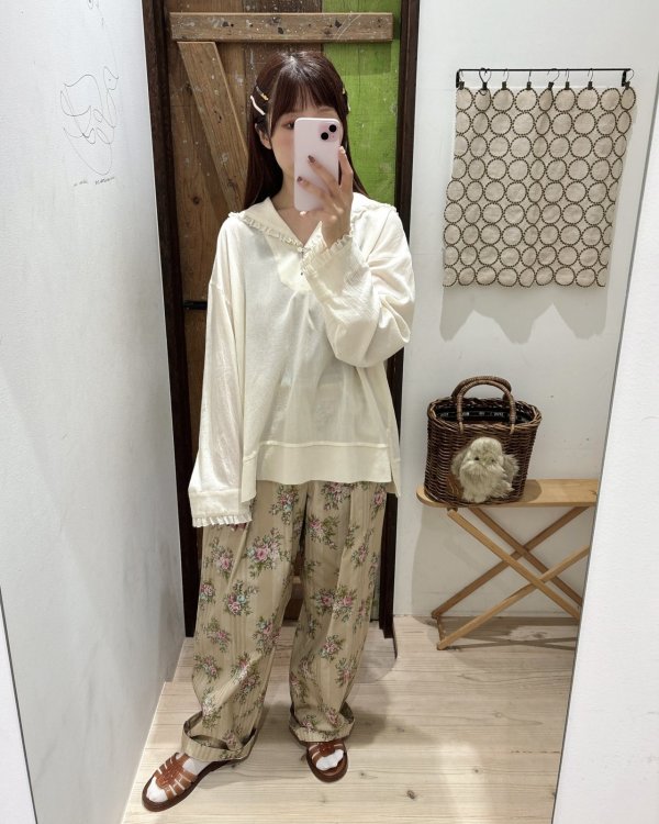 画像12: vintage flower cotton print pants (BG)