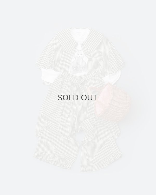 画像7: ドビーギンガム 裾フリルイージーパンツ (BR)