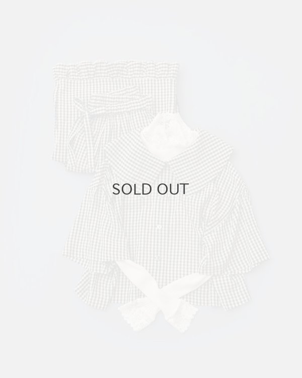 画像8: ドビーギンガム 裾フリルイージーパンツ (BR)