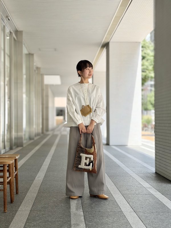 画像12: コットンツイル二重織 ワイドパンツ (GY)