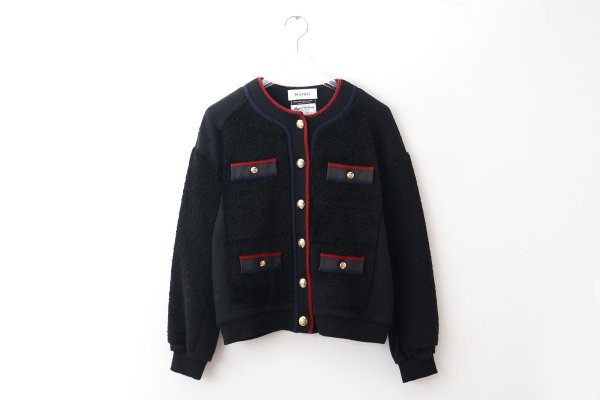 画像1: SALE25%OFF!! 裏毛ボアブルゾン (BK)