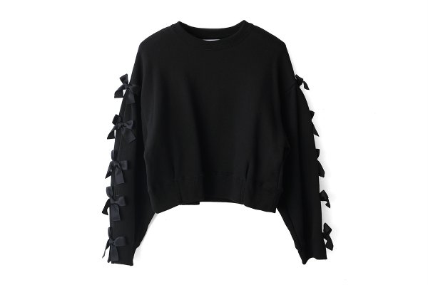画像1: SALE30%OFF!! リボンスリーブプルオーバー (BK)