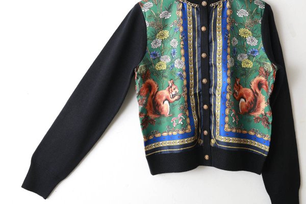 画像6: スカーフ柄カーディガン (NV)