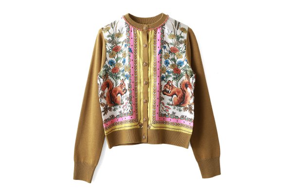 画像1: スカーフ柄カーディガン (YW)