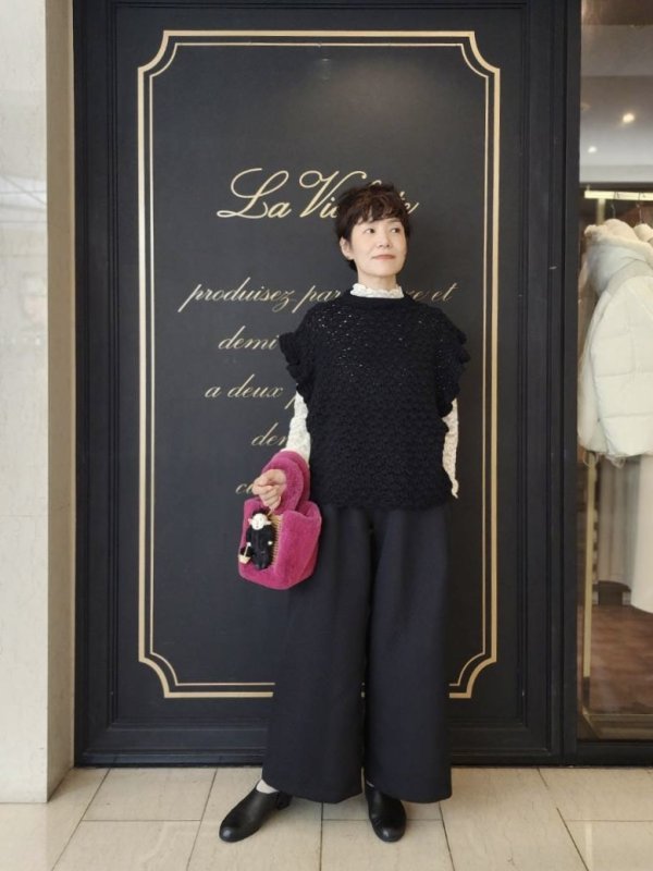 画像16: 3 ET DEMI original キルティングマトラッセジャガード ウエストシャーリングパンツ (BK)