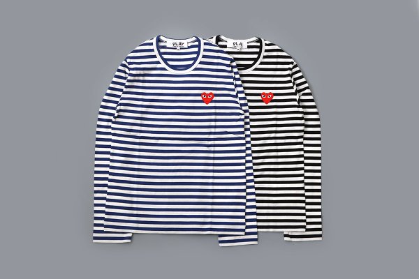 画像1: 【Men's 】 PLAY STRIPED LONG SLEEVE T-SHIRT RED HEART 