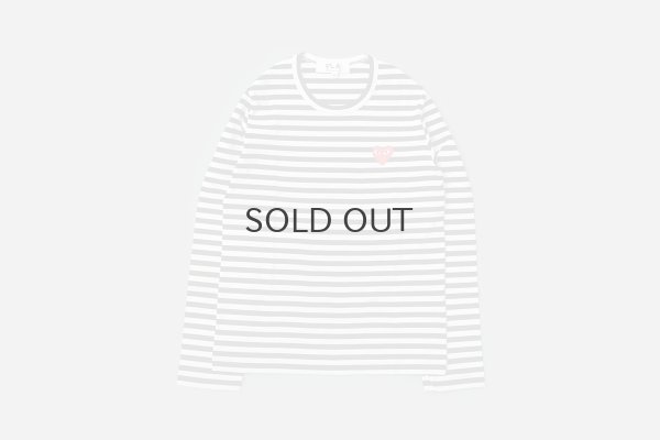 画像1: 【unisex 】 PLAY STRIPED LONG SLEEVE T-SHIRT RED HEART (BK)