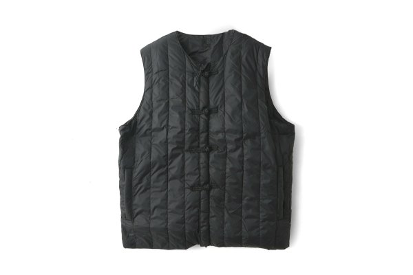 画像1: JPSP チャイナボタン ダウンベスト (TAION-V01JS:BK×BK)