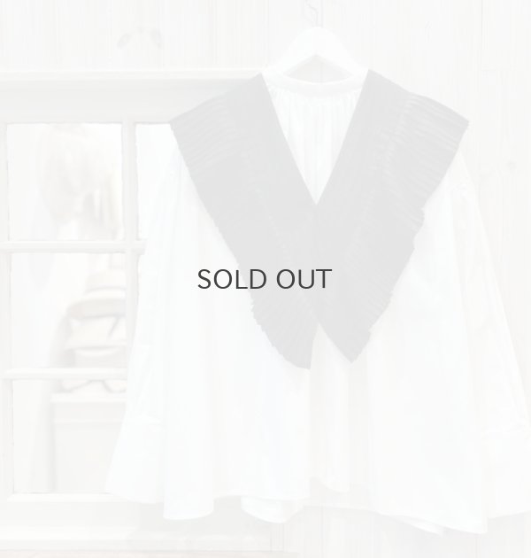 画像8: Khadi Silk Tuck Ruffle Collar (BK)