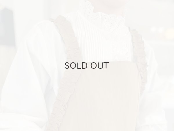 画像23: 再入荷!! ブロード レースピンタックスタンドブラウス (WH)