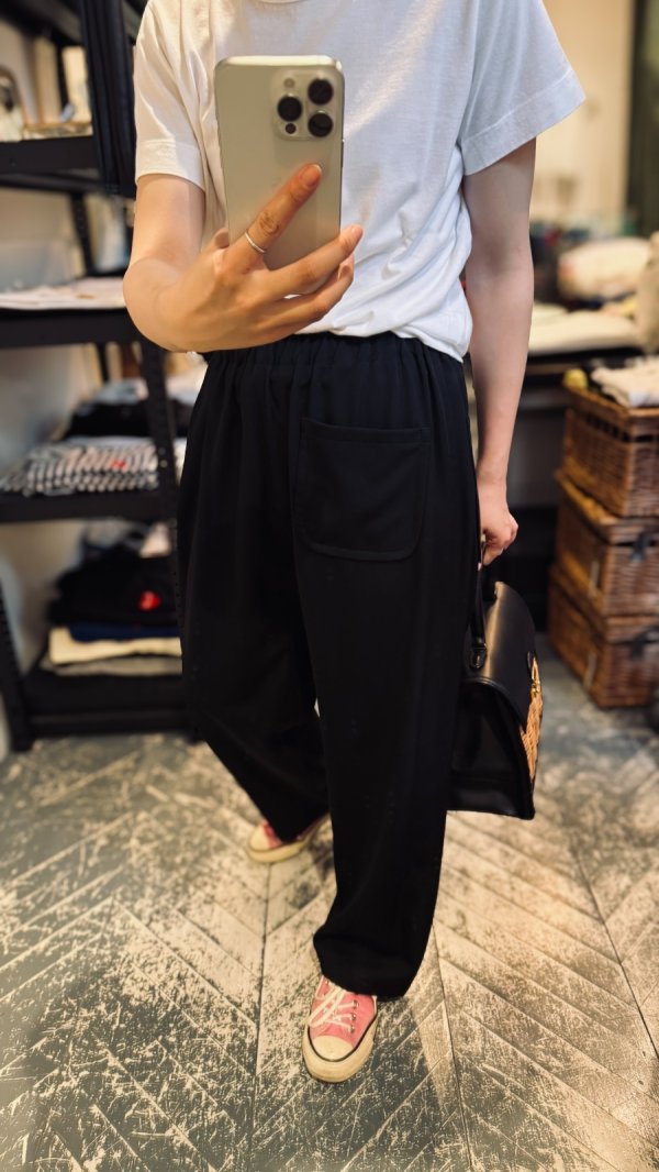 画像20: ウールギャバ後染めパッチポケットギャザーパンツ (BK)