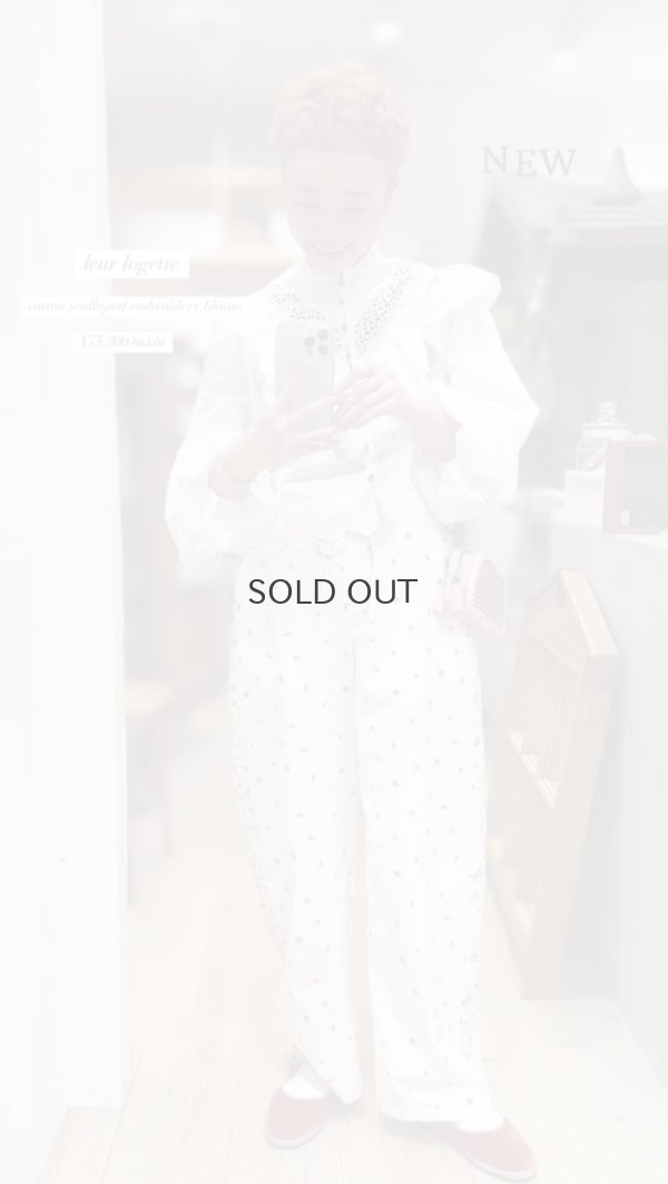 画像21: cotton flower embroidery pants (WH)