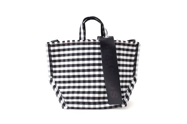 画像1: ギンガム・PVC・Y字トート (BK:16538)