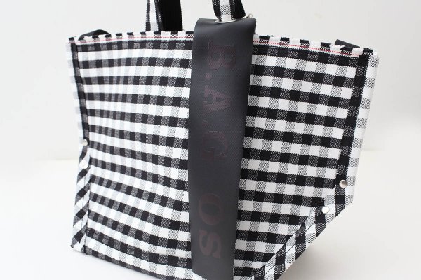 画像6: ギンガム・PVC・Y字トート (BK:16538)