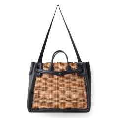 美品 eb・a・gosエバゴス かごバッグ スカーフ ミラー 付き レザー eb.a.gos - bag - 3 ET DEMI