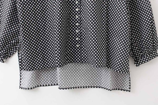 画像8: ボタンブラウス・ ドットローンブラウス（BK）