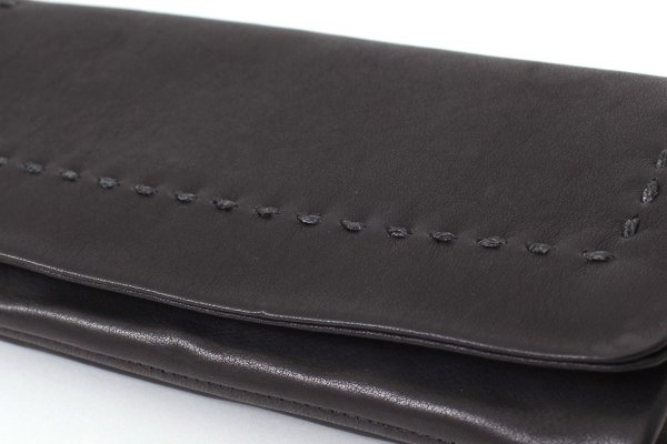 画像3: 牛ソフトレザー ステッチ ソフト長財布(BK)