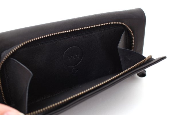 画像5: 牛ソフトレザー ステッチ ソフト長財布(BK)